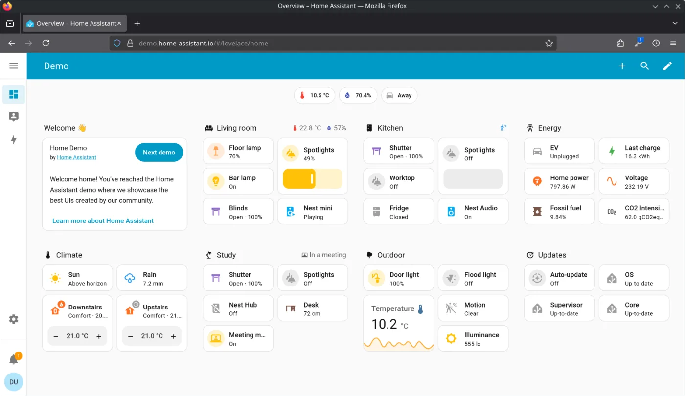 Home Assistant dashboard screenshot representing the upper automation layer of a smart lighting system