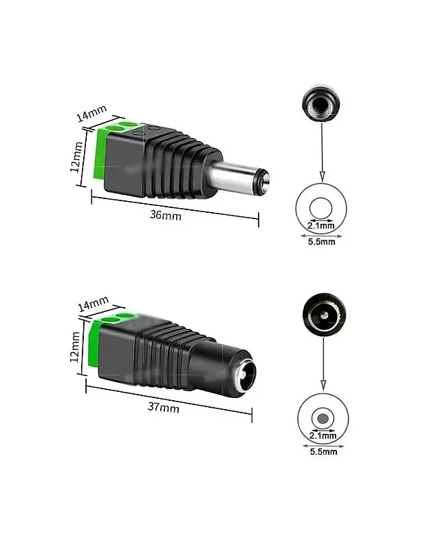 5/2.1mm Male Female DC Plug LED Connectors detail 06