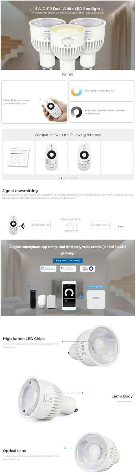 4G WiFi 6W Dual White GU10 Smart Bulb detail 07