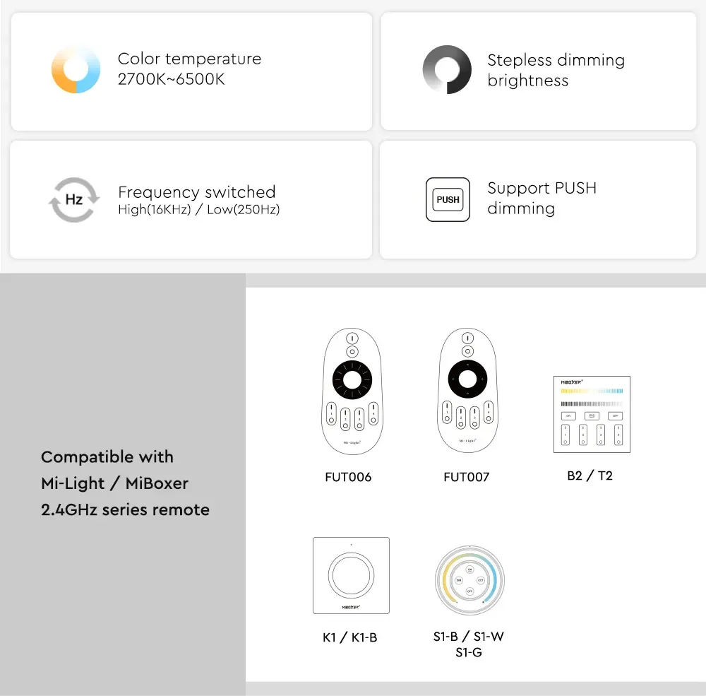 + 2.4G WiFi Dimmer For Single Color/Dual White detail 08