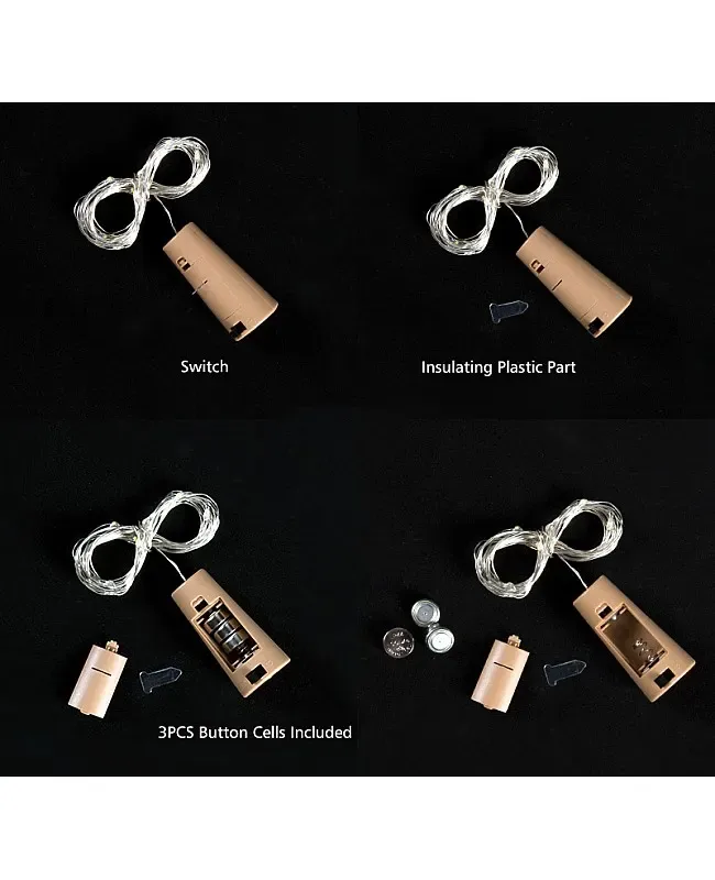 Button Battery Powered Cork Copper Wire Lights detail 04