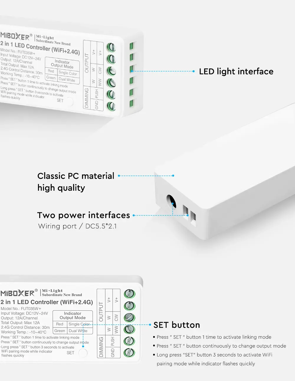 + 2.4G WiFi Dimmer For Single Color/Dual White detail 12