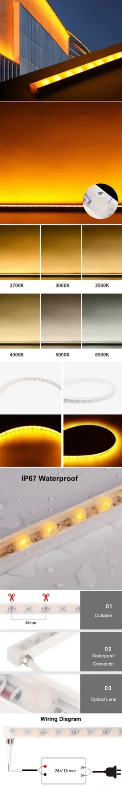 24V Waterproof White Wall Washer Lamps With Optical Lens detail 08