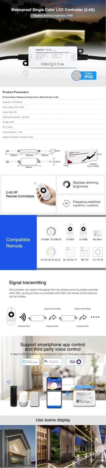 IP66 Outdoor Waterproof LED Single Color Dimmer 2.4G detail 07