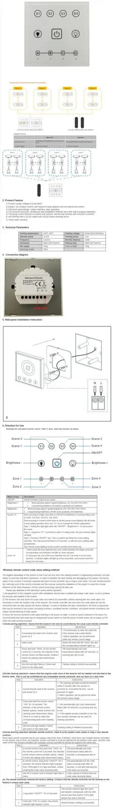 Wireless Wall Panel 2.4G 4 Zones Touch LED Dimmer Switch detail 09