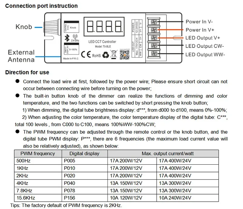 400W Hoion T5 BLE Bluetooth Dual White CCT PWM Light Dimmer detail 06
