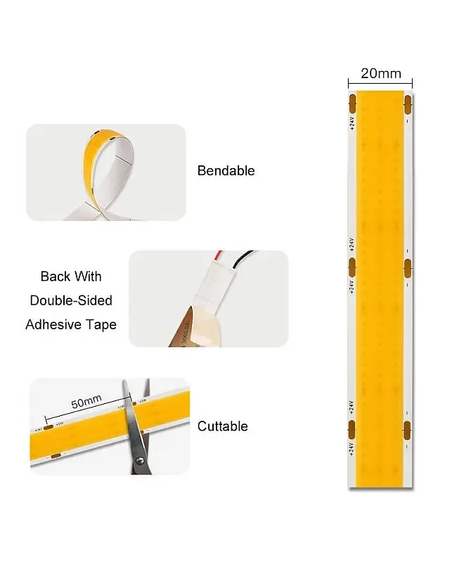 Super Bright LED Strip Lights For Ceiling COB 20MM DC24V detail 07