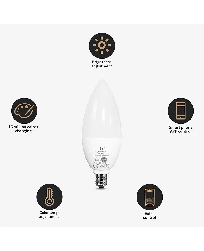 4W RGB+CCT Candle Light Bulb Pro detail 09