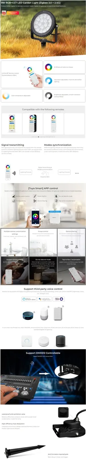 9W RGB+CCT Zigbee 3.0 Outdoor Garden Lights detail 07