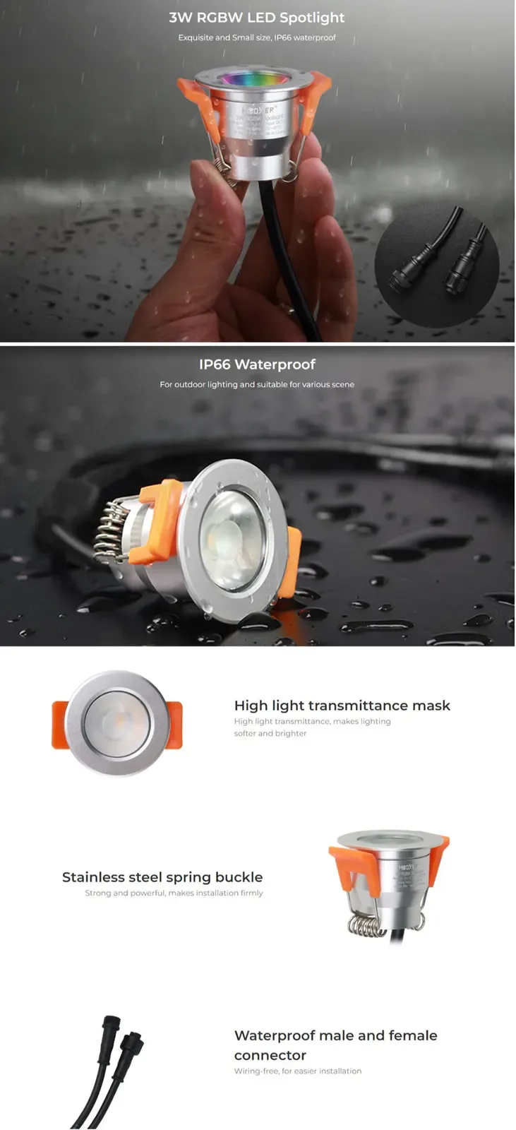 12 Waterproof 3W RGBW Outdoor Spot Light detail 07