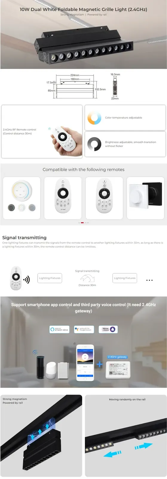 4G Dual White Foldable Magnetic Track Lighting System detail 07