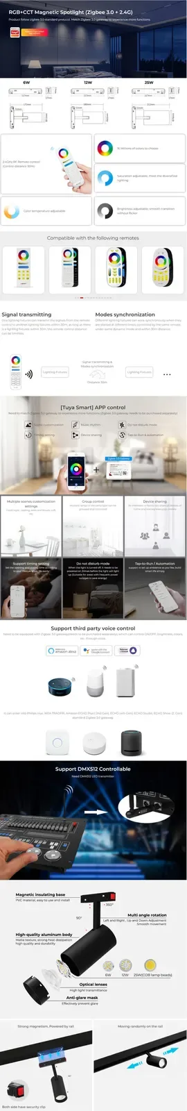 12W RGB+CCT Magnetic Track Lighting Ceiling Zigbee detail 08