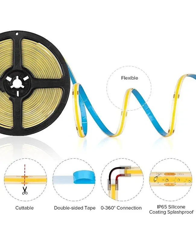 DC24V COB IP65 Waterproof LED Strip Lights Dimmable detail 04