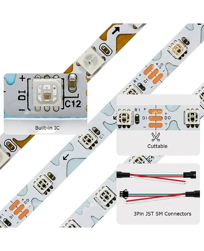 S Shape Foldable Pixel Smart LED Strip Lights detail 05