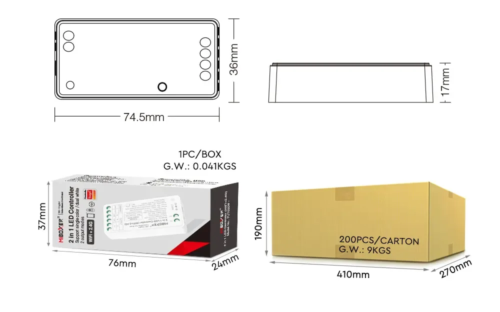 + 2.4G WiFi Dimmer For Single Color/Dual White detail 06