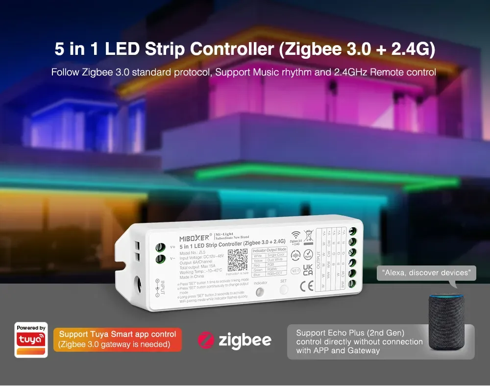 5 In 1 RGBWW Controller Zigbee 3.0+2.4G Wireless detail 06