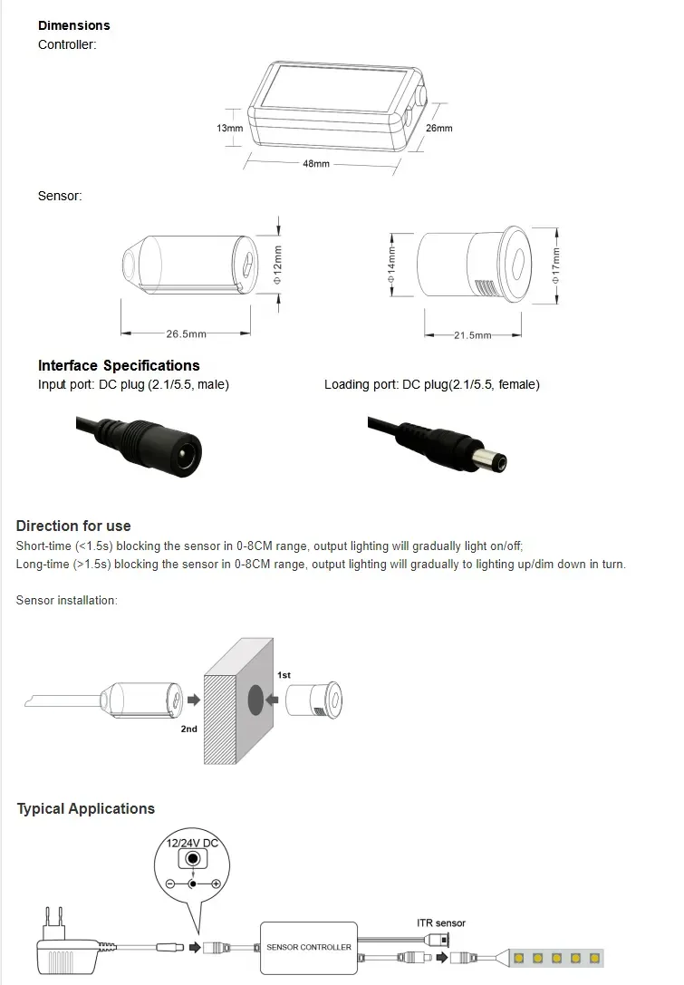 Mini Cabinet LED Dimmer Controller With ITR Sensor detail 08