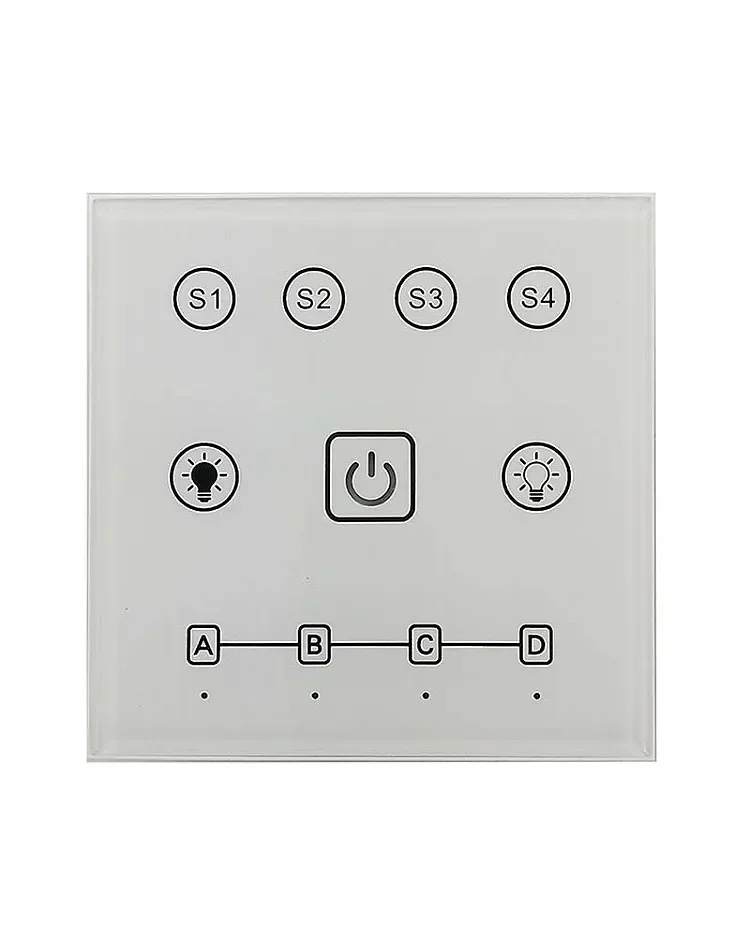 Wireless Wall Panel 2.4G 4 Zones Touch LED Dimmer Switch / product image