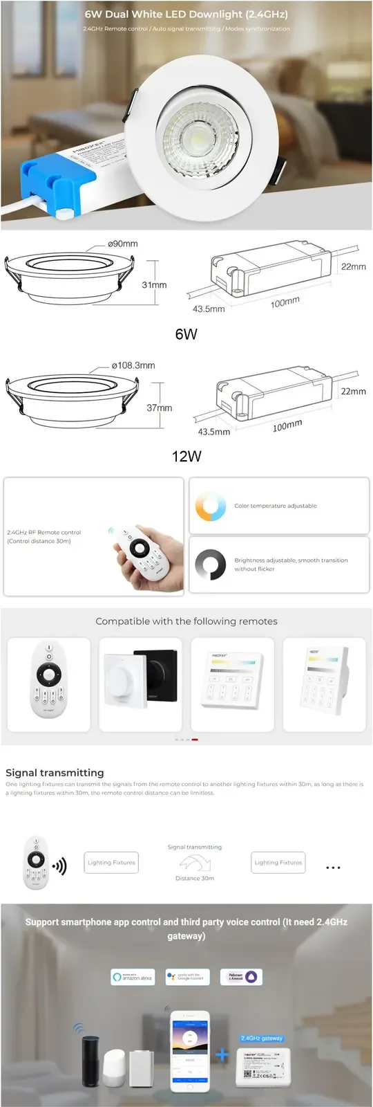 6W 06A RF Dual White LED Recessed Lighting detail 06