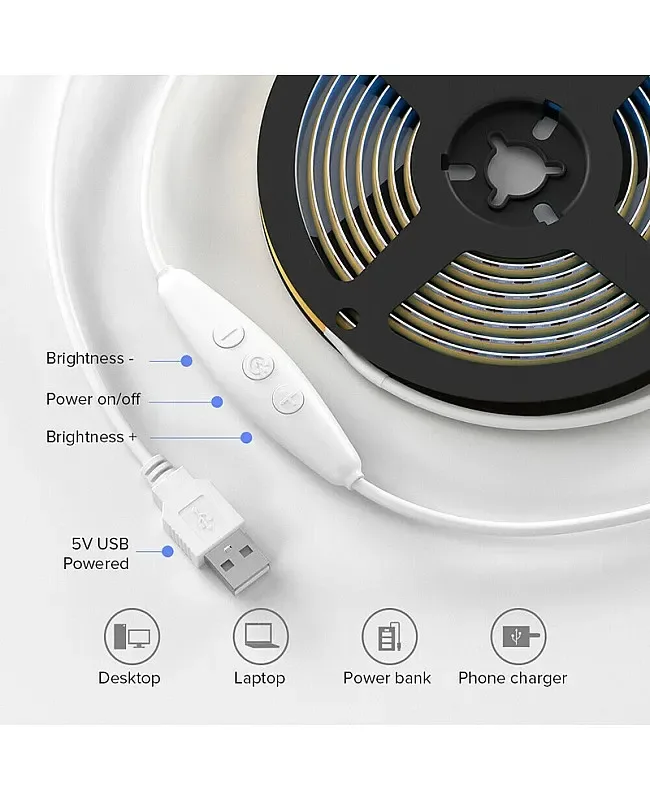 Dimmable COB LED Strip 5V With USB Controller detail 03