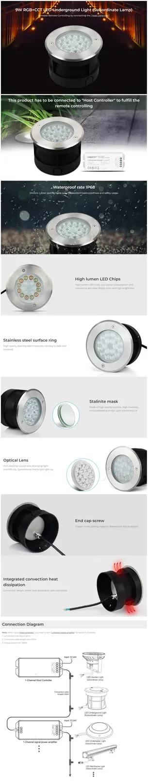 SYS 9W RGB+CCT In Ground Landscape Lights detail 08