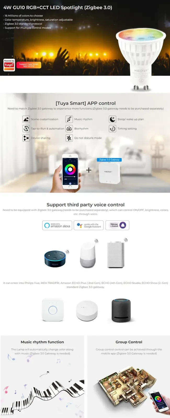 4W RGBWW GU10 Zigbee Light Bulb detail 08