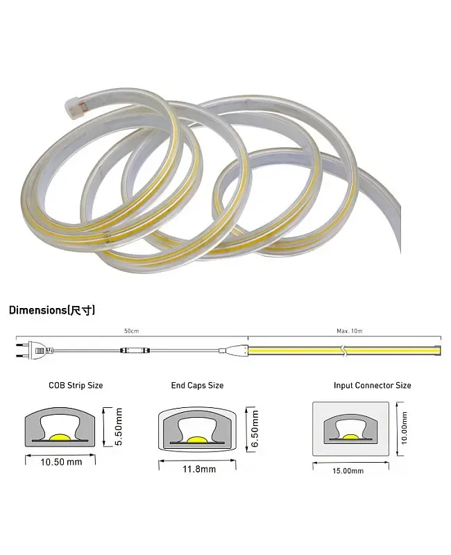 AC110V COB LED Strips Outdoor Waterproof Dotless detail 03