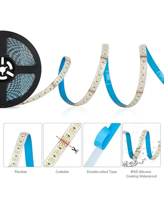 5 In 1 Waterproof 24V RGBCCT LED Strips 96LEDs/M 16.4FT detail 04