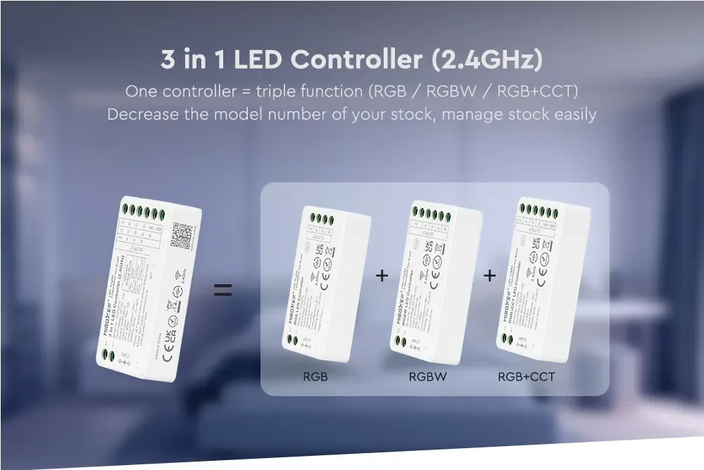 + 3 In 1 2.4G 2.4 GHz wireless controllers For RGB RGBW RGB+CCT detail 06