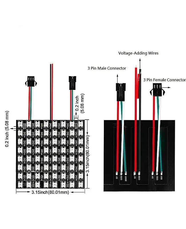8*8/16*18/8*32 WS2812B Programmable LED Matrix Panel Screen detail 05