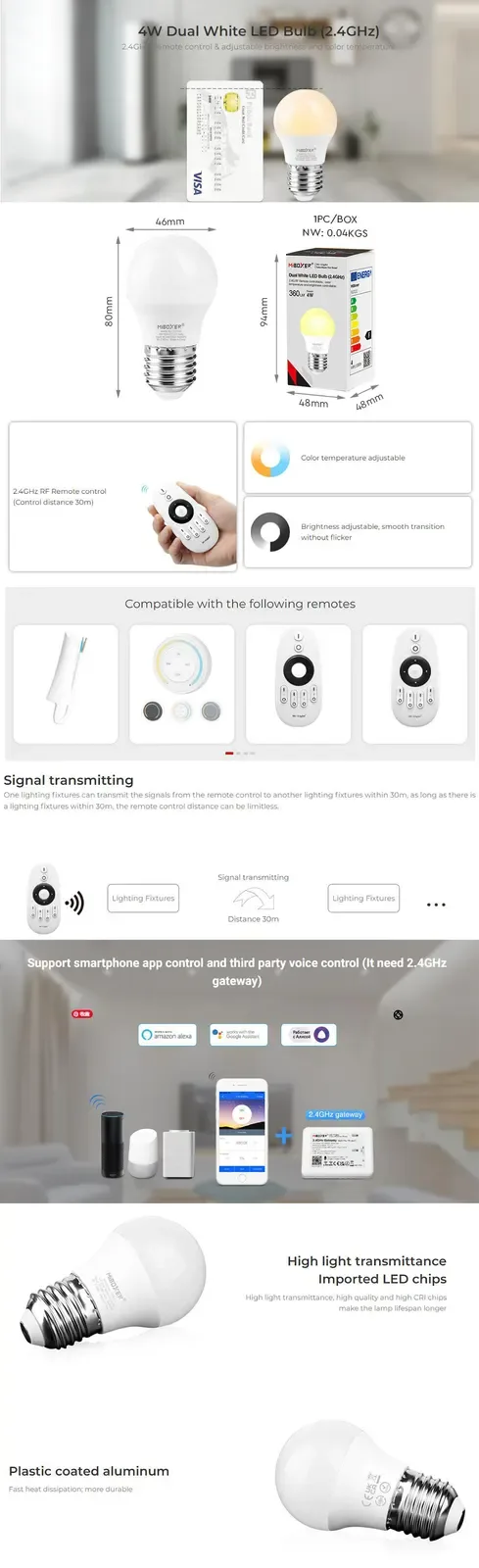 Dual White 2.4G Controllable 4W Base Lamps detail 06