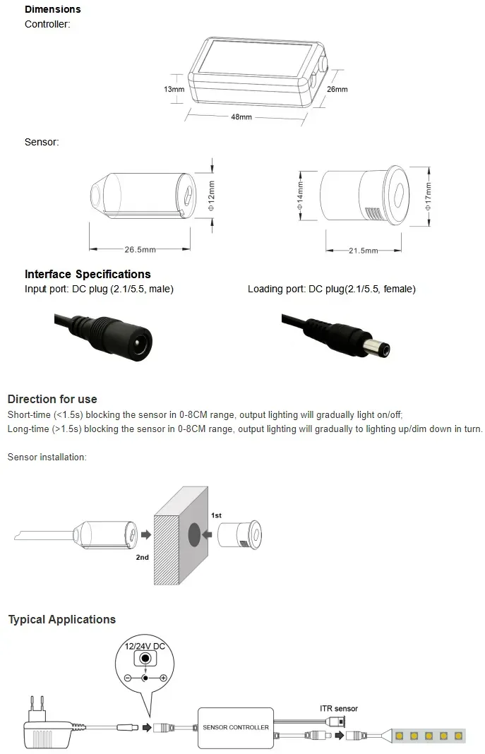 12V Mini LED Lamp Dimmer With ITR Sensor detail 08