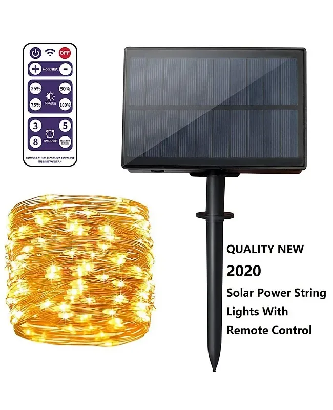 Solar Powered Outdoor Fairy String Lights With Remote Control detail 03