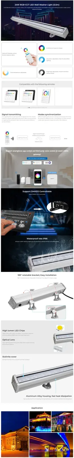 Voice Control 24W RGB CCT Linear Wall Washer Lights detail 07