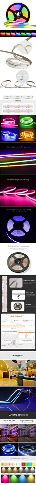 Seamless RGB COB LED Tape High CRI DC12V/24V detail 11