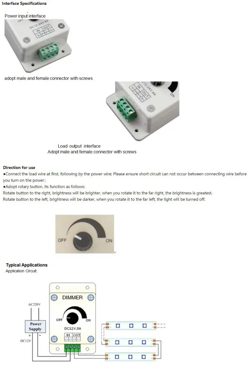 Single Color DC12V 8A 96W LED Strip Dimmer detail 07