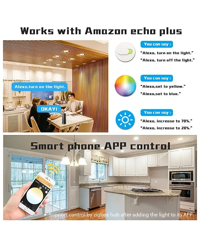 6/9/12W Zigbee Downlight Pro RGB CCT APP Voice Control detail 08