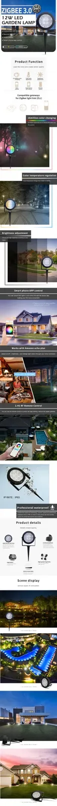12W RGB CCT Zigbee 3.0 Gladopto Garden Lighting detail 09