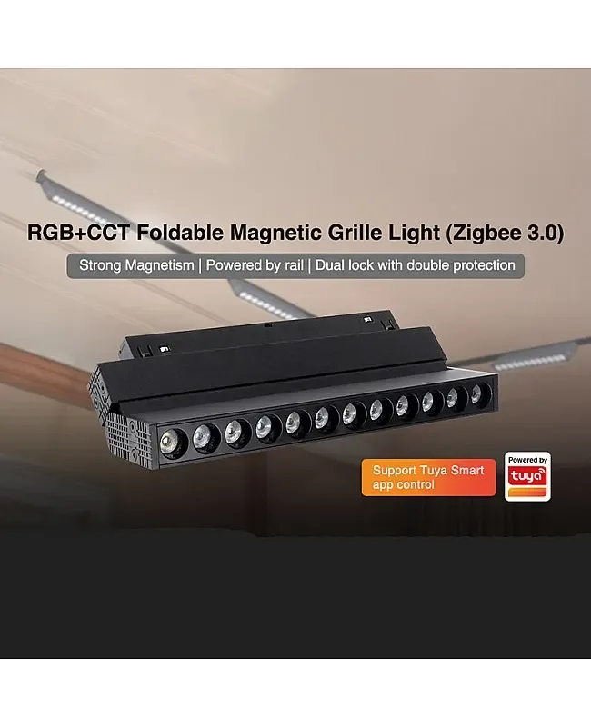 6/12W Black Foldable Zigbee 3.0 RGB+CCT Magnetic Track Light detail 06
