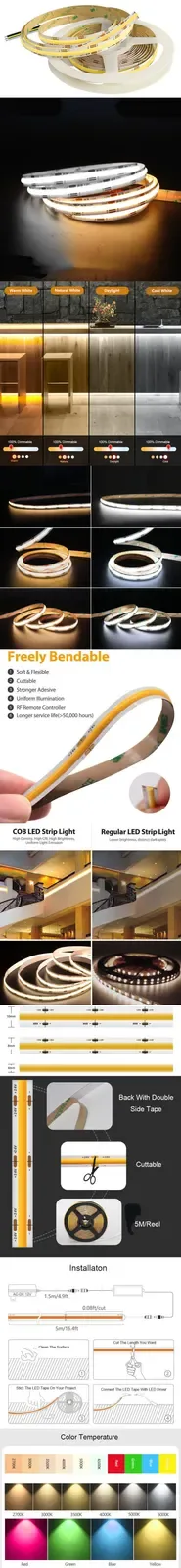 24V Tunable White COB LED Strips High CRI detail 08