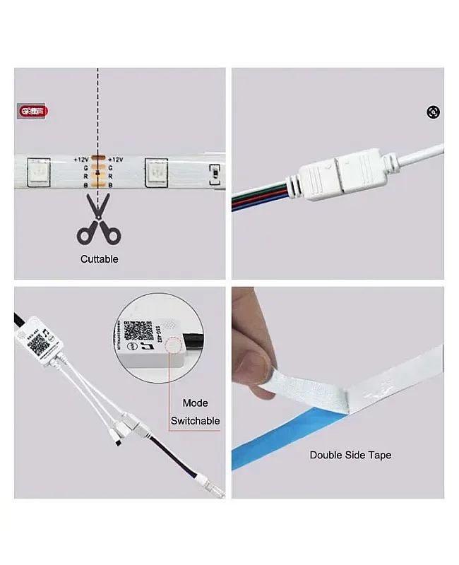 Bluetooth 5050 RGB LED Strip Light Kit With Music Controller detail 06