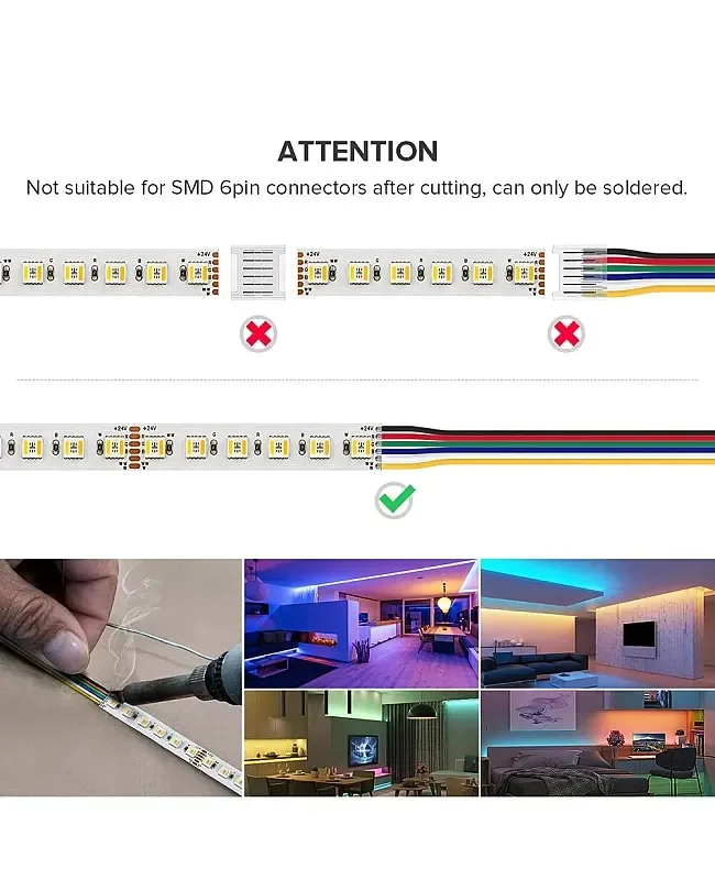 5 In 1 Waterproof 24V RGBCCT LED Strips 96LEDs/M 16.4FT detail 08