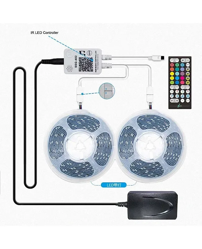 Bluetooth 5050 RGB LED Strip Light Kit With Music Controller detail 03