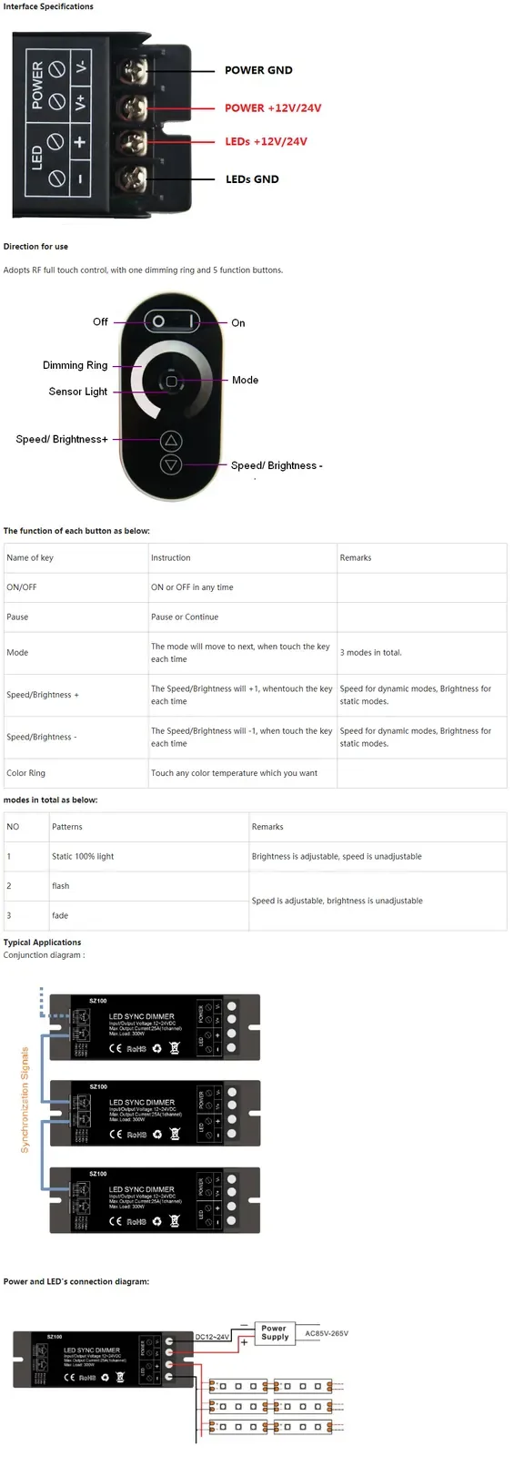 600W SYNC RF LED Dimmers With Touch Remote detail 09
