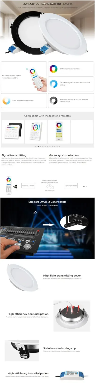 12W RGB Tunable White Dimmable LED Downlights detail 08