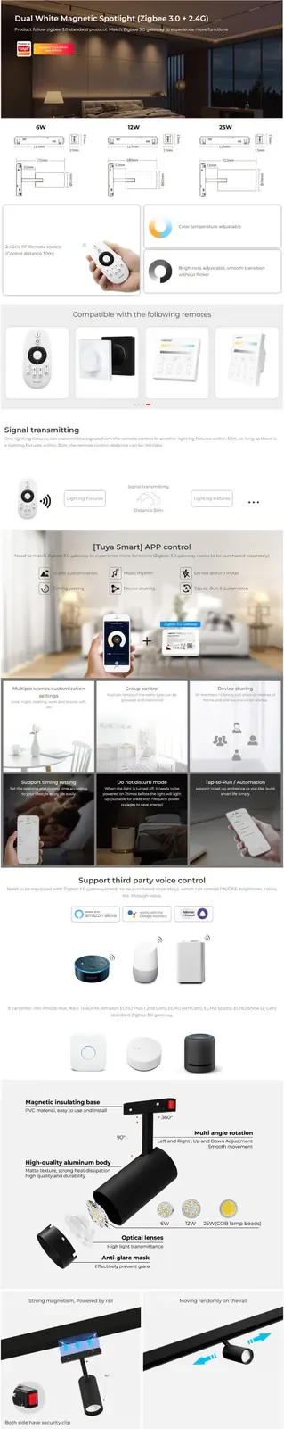 6W Zigbee+2.4G Dual White Magnetic Track Lighting detail 08