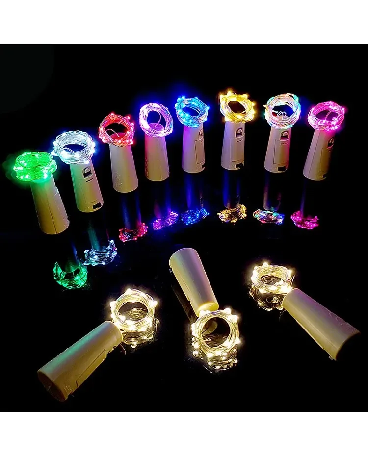 Button Battery Powered Cork Copper Wire Lights / product image