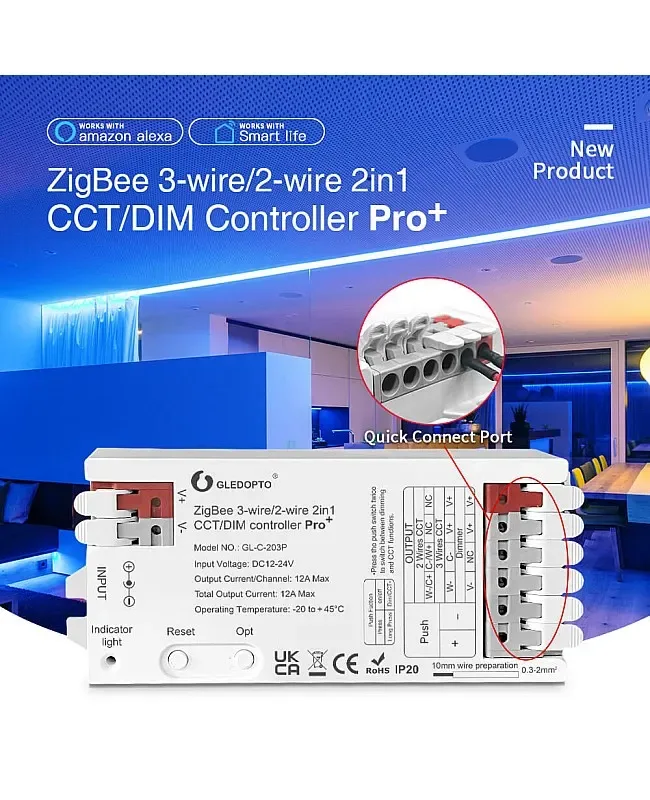 2 Wire Tunable White Zigbee LED Strip Controller detail 05