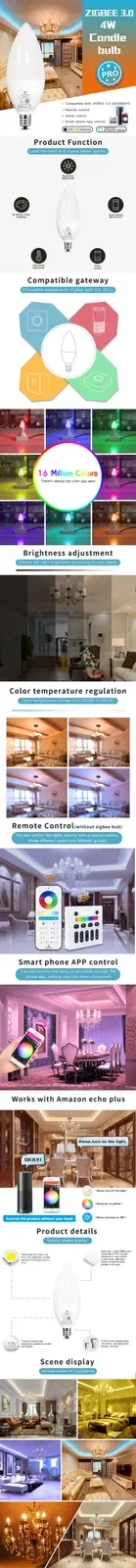 4W RGB+CCT Candle Light Bulb Pro detail 10