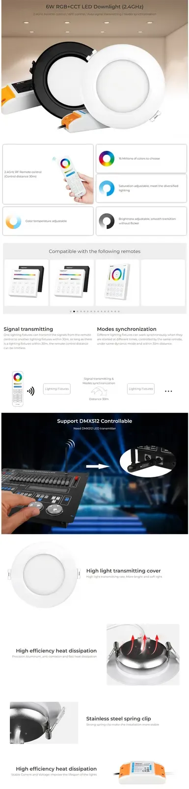 6W RGB CCT Kitchen Downlights APP Control detail 08